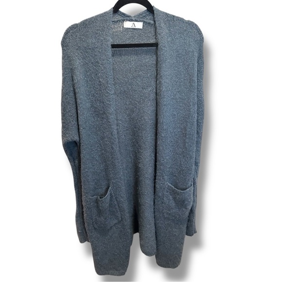 Navy Blue Open-Front Women's Sweater - Picture 1 of 4